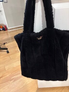 Black Faux Fur victoria secret Tote Bag - Women